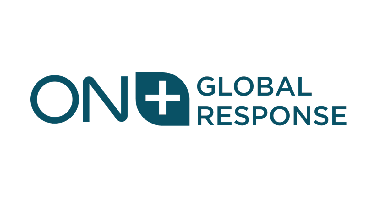 The logo for ON Global Response, featuring the text ON and GLOBAL RESPONSE in dark teal with a teal shield and white cross symbol, set against a plain white background.